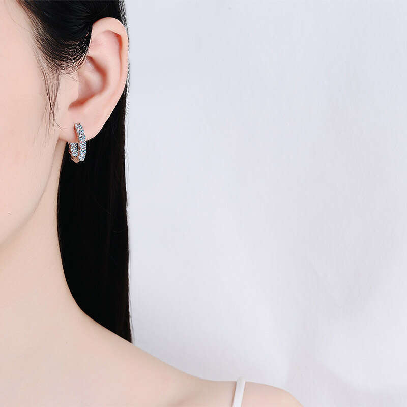 DHCollections-- Sterling Sier Earrings for Women Moissanite Ear Studs Plated with PT950 Gold Trendy Style