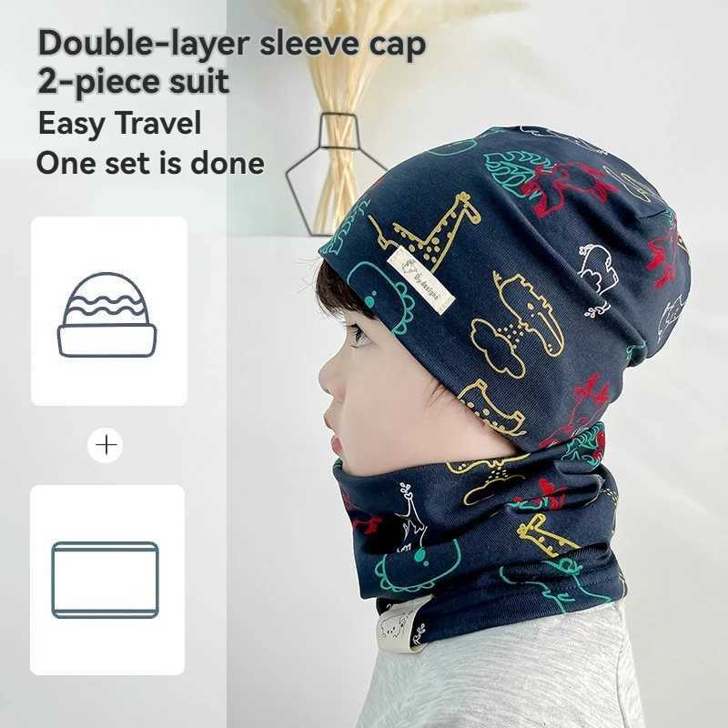 New Good Cotton Baby Hat Scarf Panda Spacecraft Autumn Winter Hat for Boys Warm Children Beanies Baby Neck Scarf Kids Skull CapL251024
