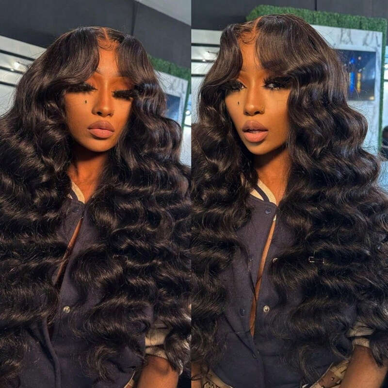 200% Density Glueless 4x4 HD Sheer Pre-Plucked Baby Hair Loose Deep Social Potluck Suitable Gift Full Women Glueless, Ready to Wear Wigs, Lace Front R