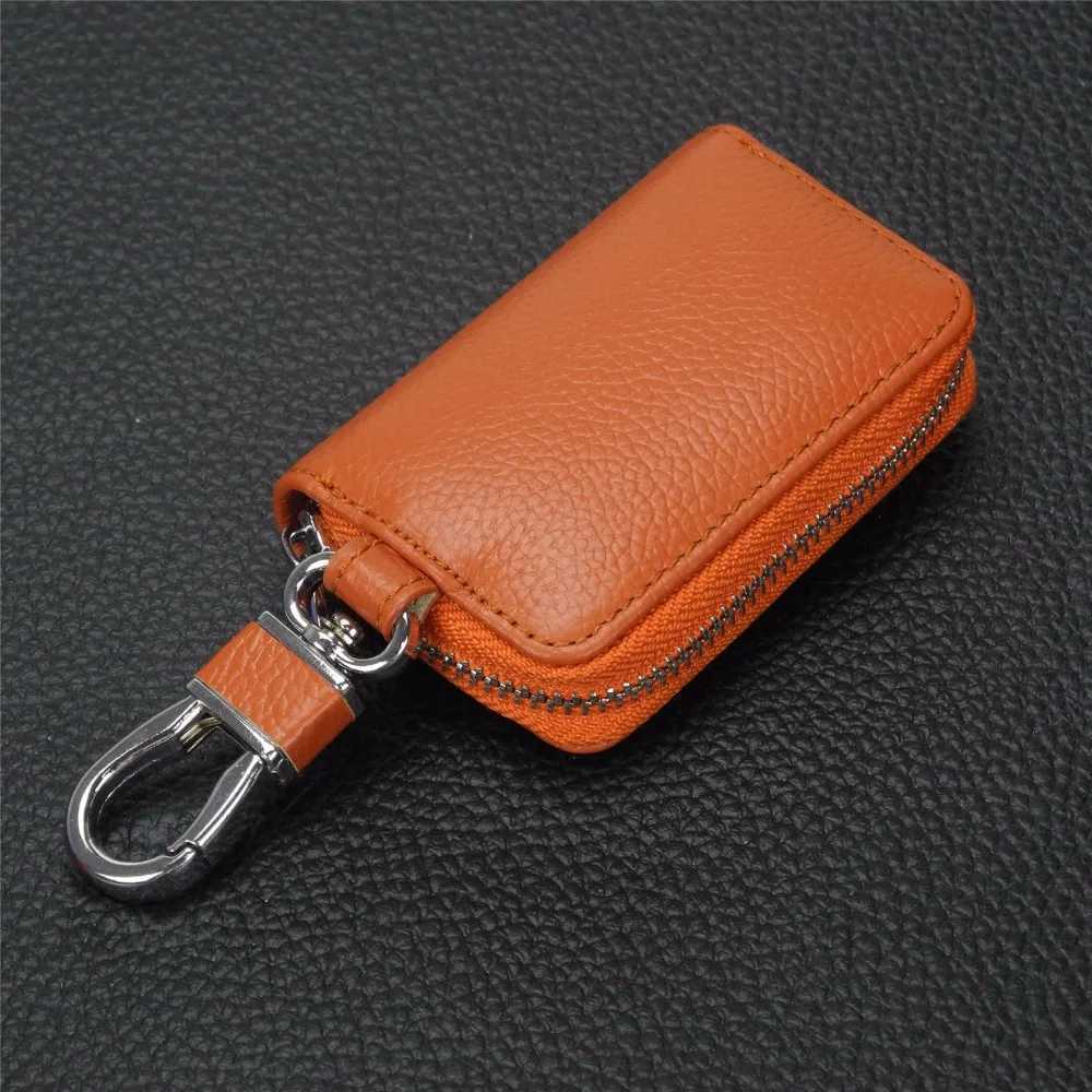 jingyuqin Fashion Genuine Leather Car Key Wallets Men Key Holder Housekeeper Keys Organizer Women Zipper Case Bag Pouch Purse Z251023