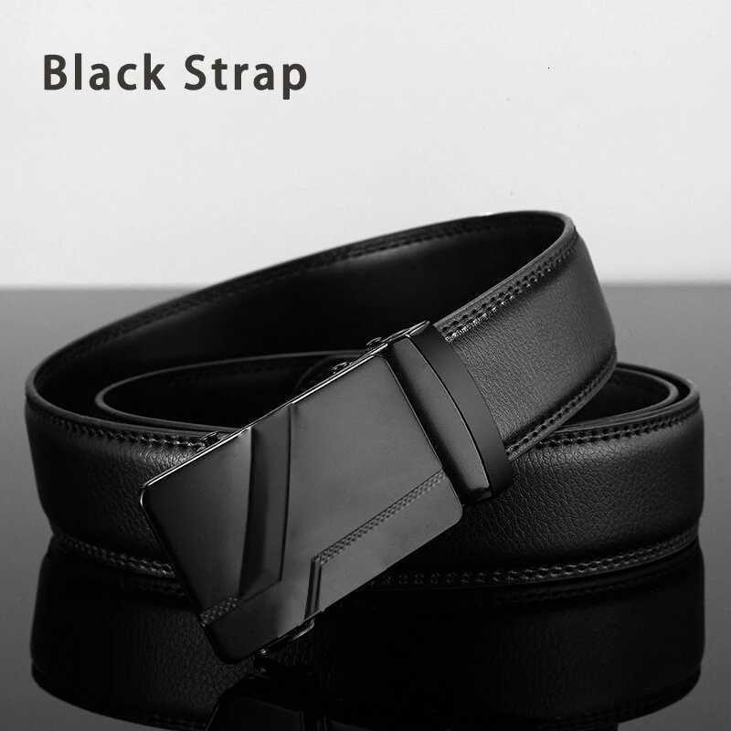 Mens Belt Metal Automatic Buckle Belt High Quality Luxury Belts for Men Fashion Business Black PU Strap W251024