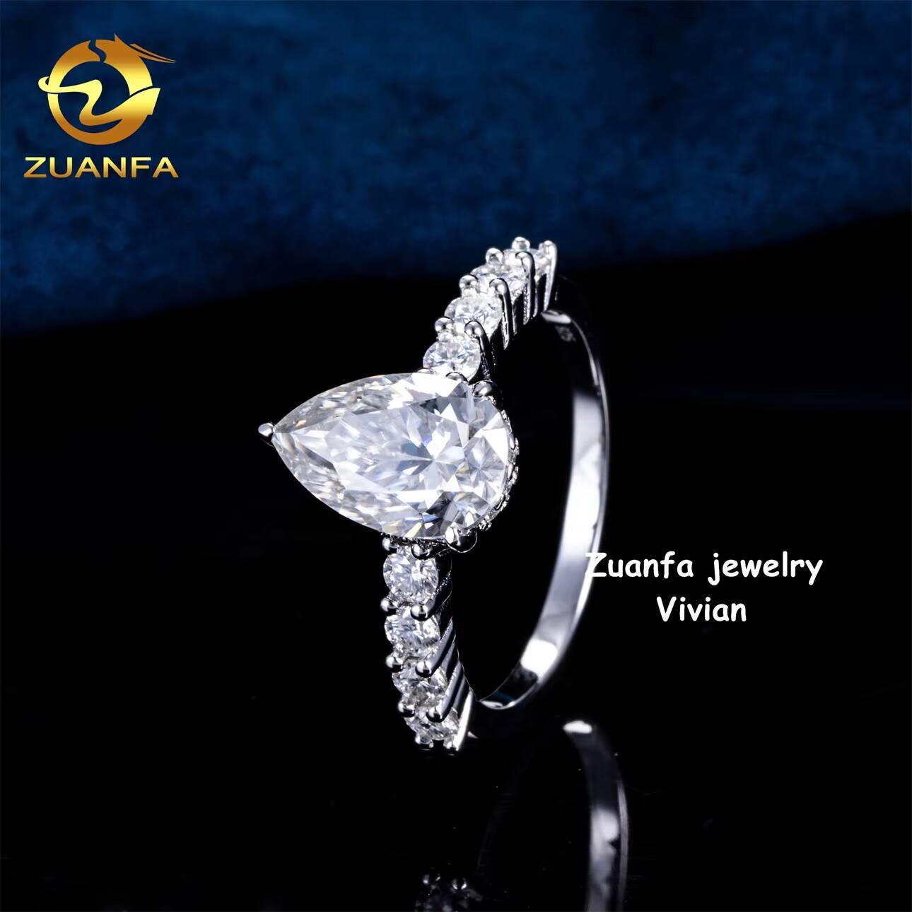 Fashion Sterling Silver 925 GRA Certificetation Iced Out VVS Moissanite Diamond Fine Jewelry Women Wedding Rings