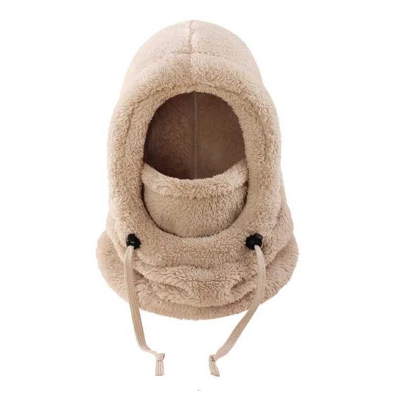 Kids Winter Sports Balaclava 3in1 Fleece Face Mask Hat Neck INS solid color Warmer Windproof furry hats for Skiing CyclingL251024