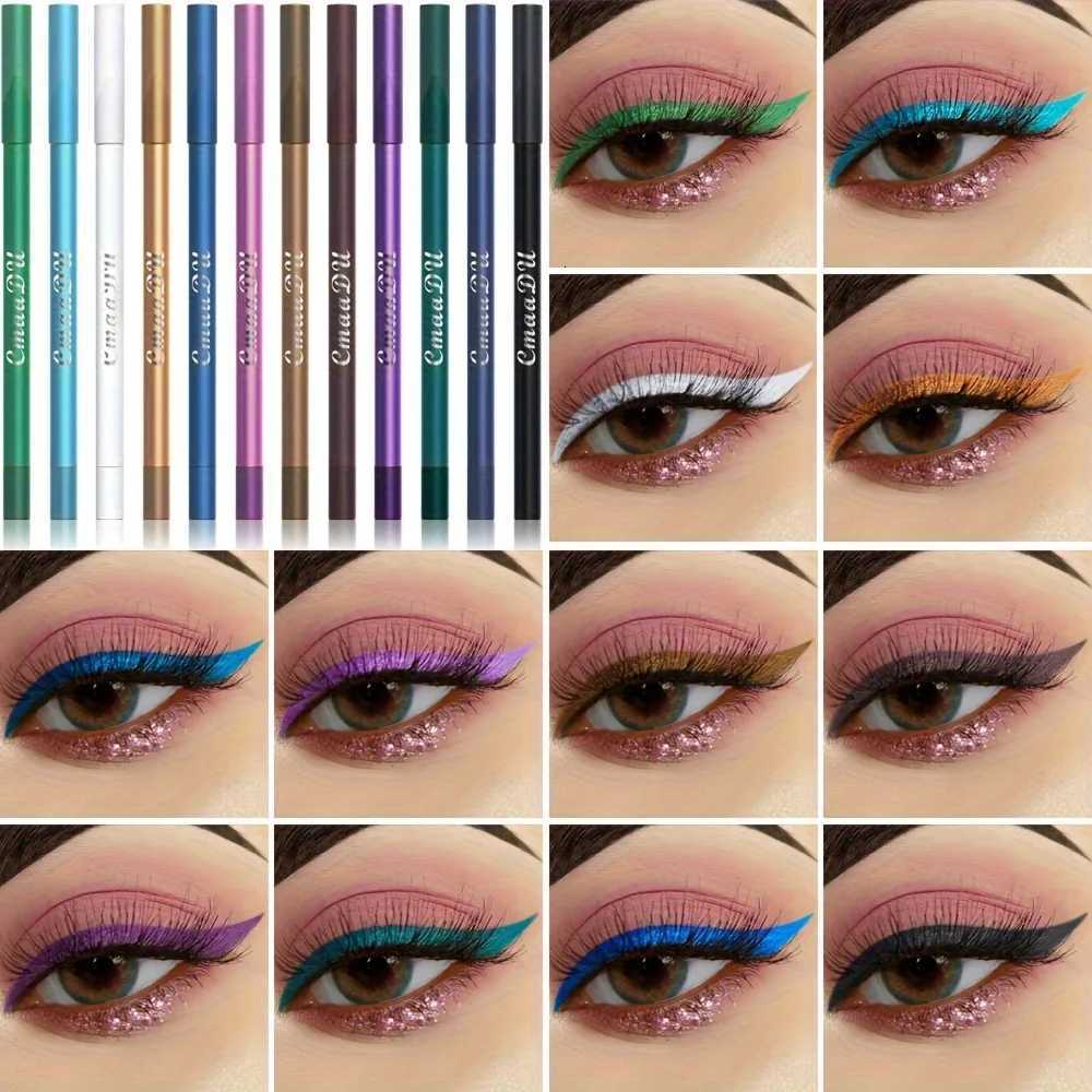 CmaaDu 12 Pcs Set of Waterproof Eyeliner Pens with Shimmering Effects Includes Eyeshadow Durable and Easy to Color HighlighterL251024