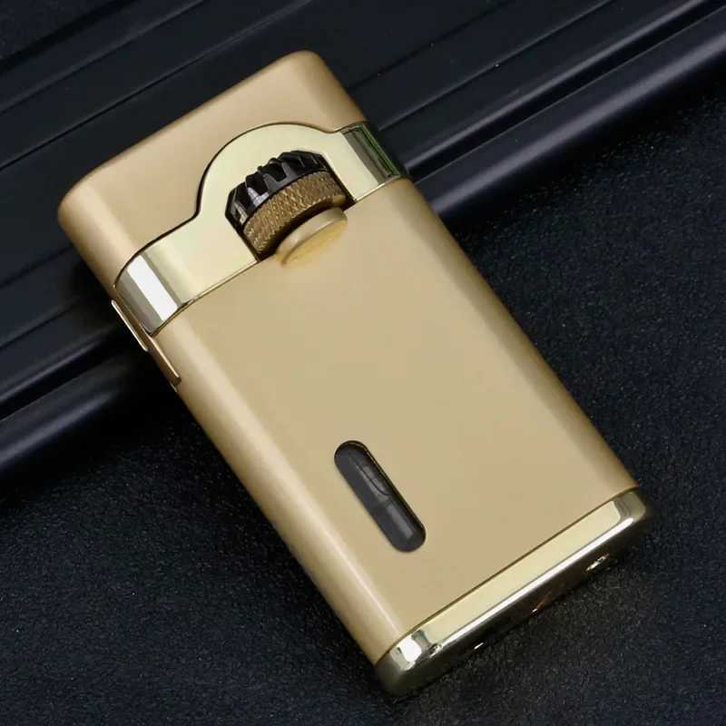 2025 JOBON Mechanical Metal Butane Gas Lighter Outdoor Windproof Gear Linkage Ignition Blue Flame Torch Portable Cigar Lighter1 D251024