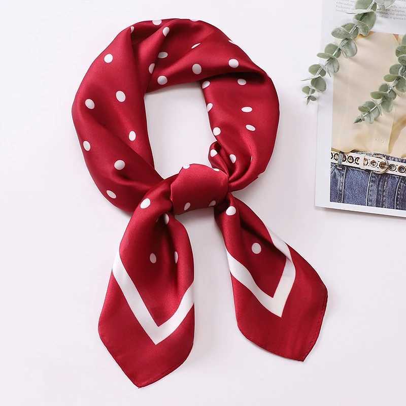 1pcs 70cm Fresh Polka Dot Printed Silk Scarf for Wen Imitation Silk Simple and Elegant Heaear Clothing Square Scarf Y251024