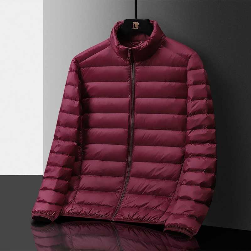 Autumn and winter popular light and thin standup collar down jacket mens short solid color plus size warm jacket Z251024