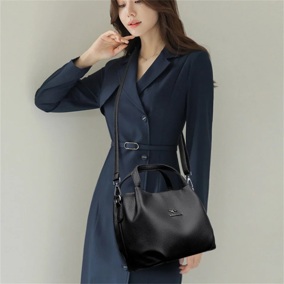 Women Soft Leather TopHandle Bags er Handbag Solid Color Ladies Shoulder Crossbody Bag And Purse Commuting Sac 251023
