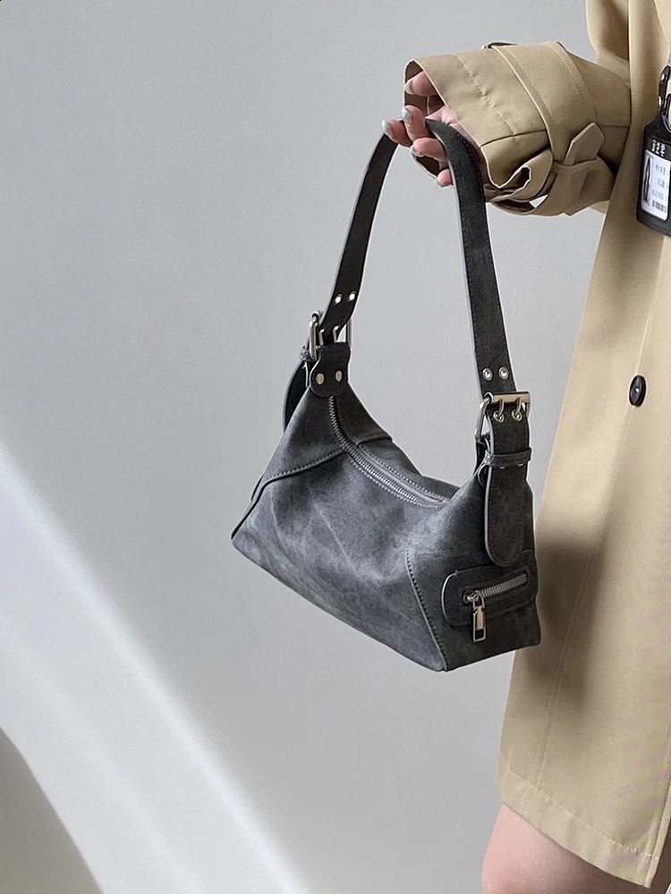 Vintage Y2K Womens Underarm Bags Pu Leather Girls Shoulder Bag Casual Portable Female Tote Purse Crossbody Handbags 251018