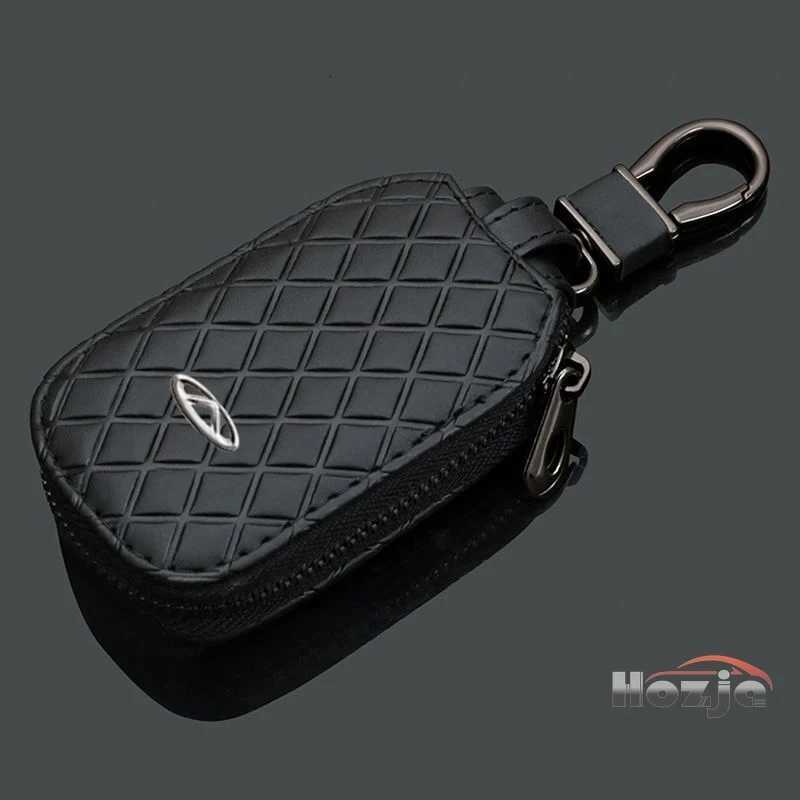 Car Leather Zipper Key Case for Chery Tiggo 2 3 4 7 8 9 Pro Max 3X 5X Omoda 5 A13 T11 Folding Keyless Remote Storage Bag Z251023