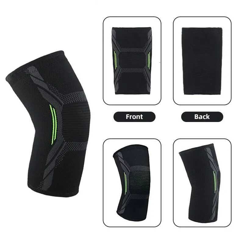 Single Knitted Nylon Sports Knee Pad Riding Protective Gear Running Basketball Skipping Rope Warm Knee Pad Foot Cold Proof BlackW251024