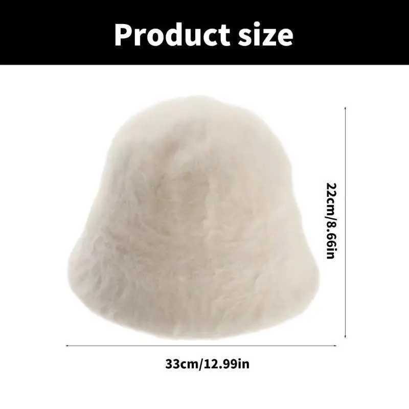 39BD Bucket Hat Warm Wool Fisherman Hat for Lady Shopping Walking with Solid ColorL251024