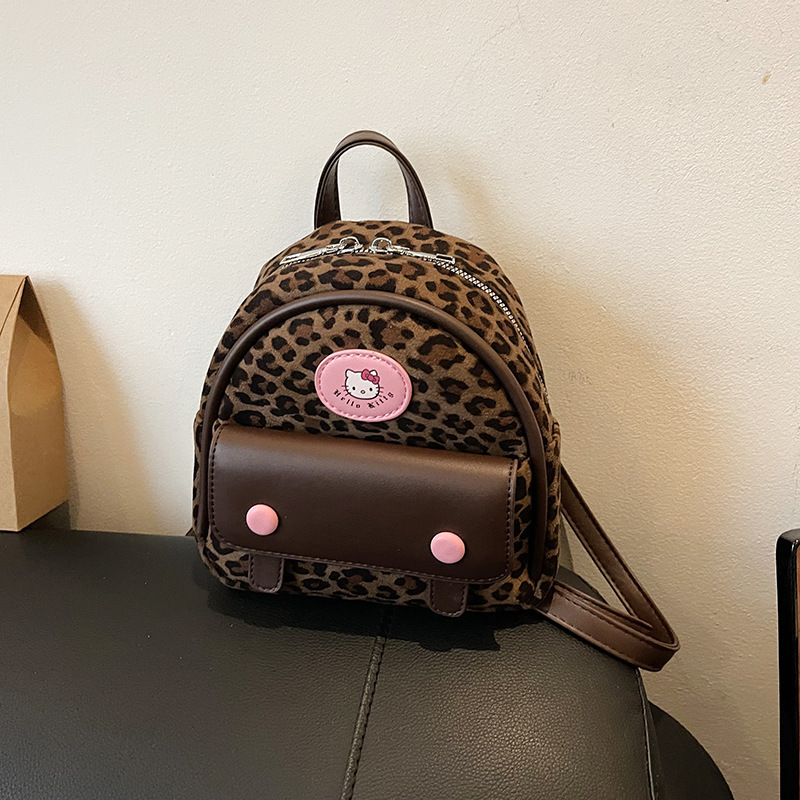 Autumn and Winter New Fashionable Retro Leopard Pattern Mini Backpack for Girls, Cute Family, Fashion Backpack Designer, Travel Backpack