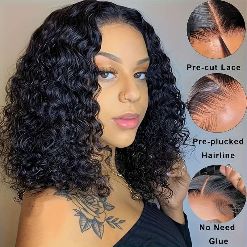 250% Density 5X5 Water Wave Plucked Pre Cut Ready to Wear Glueless HD Lace Front Wigs for Wome Handmade 100% Pure Human Hair Wig