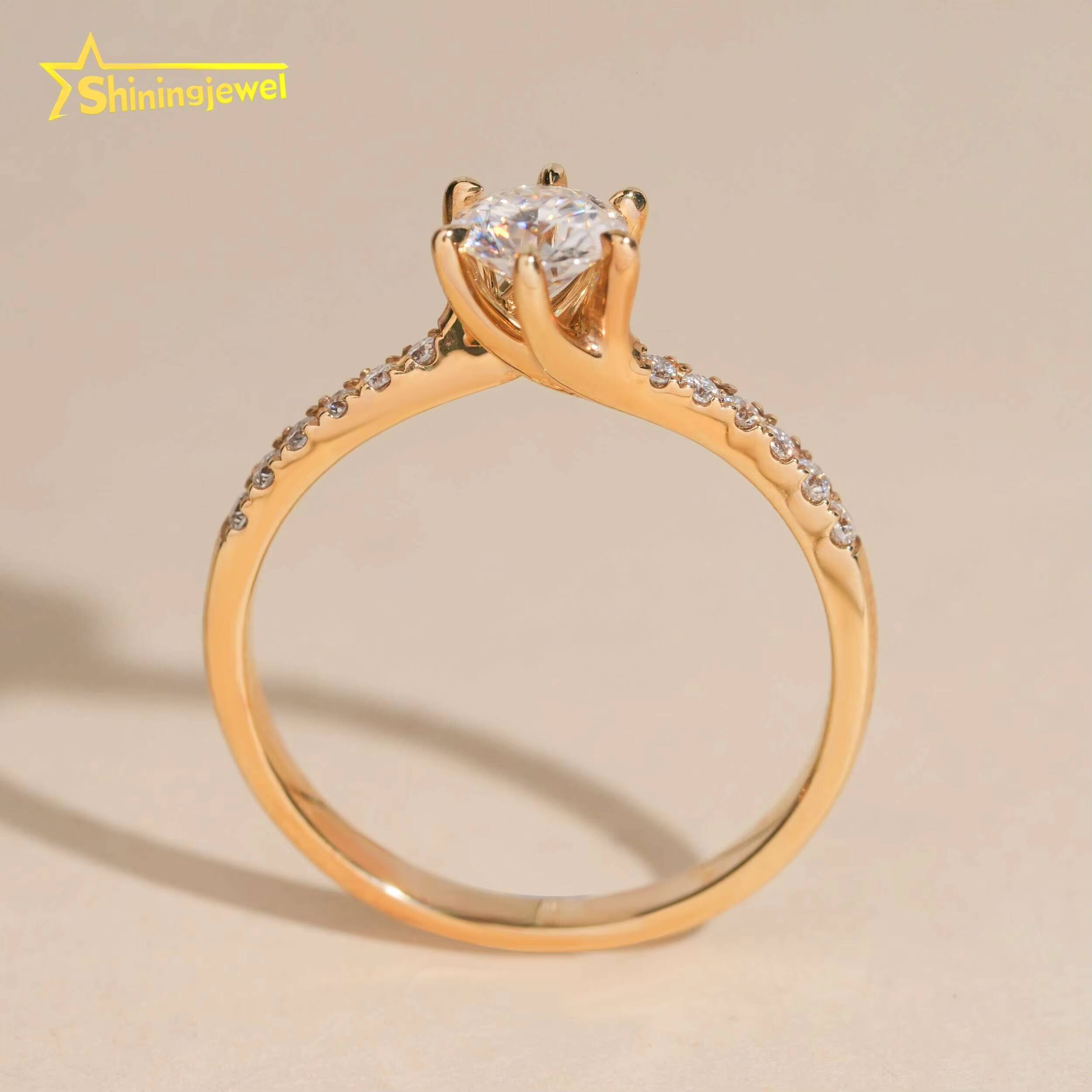 Trendy 14K Gold 054ct Moissanite Ladies Ring GRA Certificated Custom Fine Jewelry VVS Moissanite Ring for Women Daily Wear