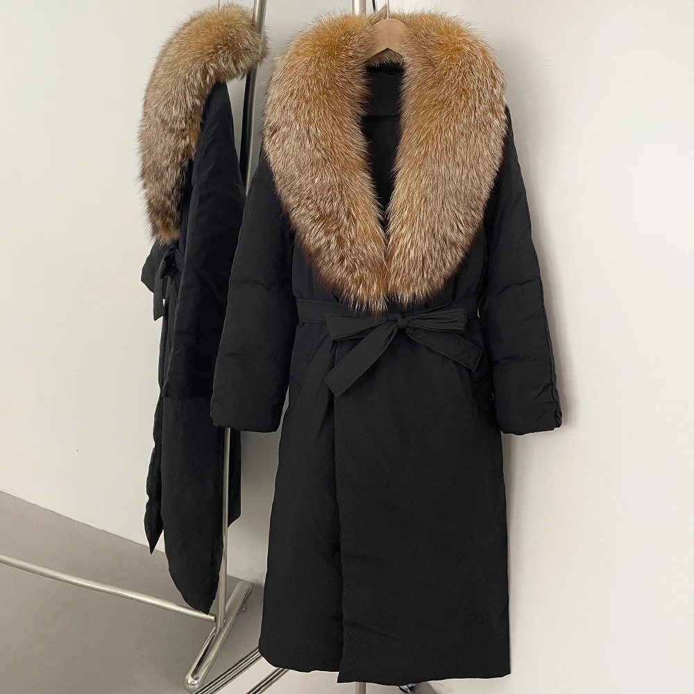 WHOLESALE Winter Long Hooded Puffer Jacket Women Warm Thickened Real Fox Fur Collar White Goose Down Jacket Waterproof Parkas 251024