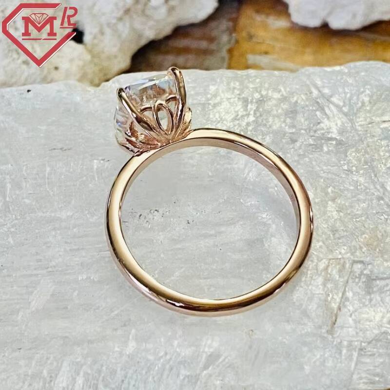 Solitaire Engagement Ring Antique 14k Yellow Gold 4 Claws 35ct Cushion Old Mine Cut Moissanite Ring