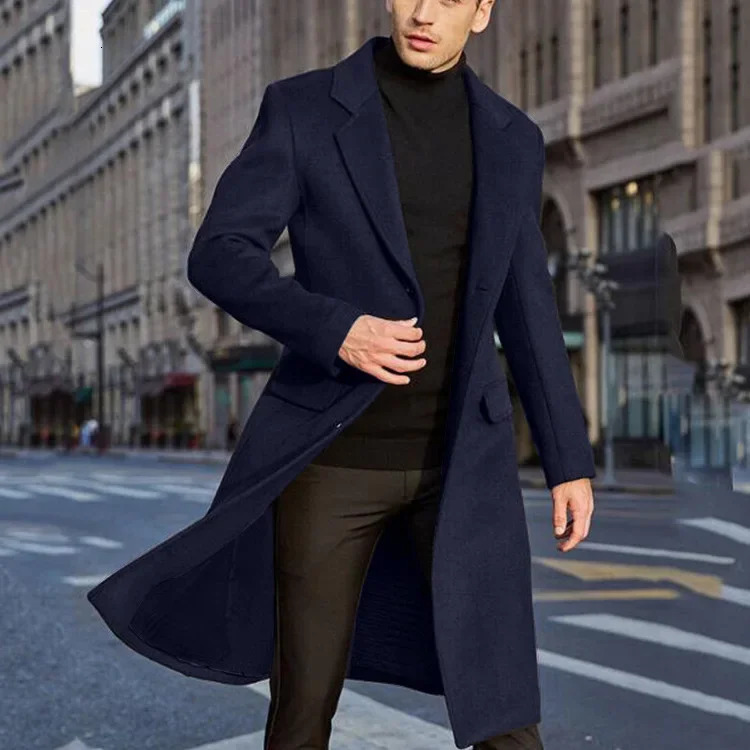 Autumn and Winter Casual Mens Clothing British Style Woolen Overcoat Korean Style Solid Color Long Windbreaker SXXXL 251023