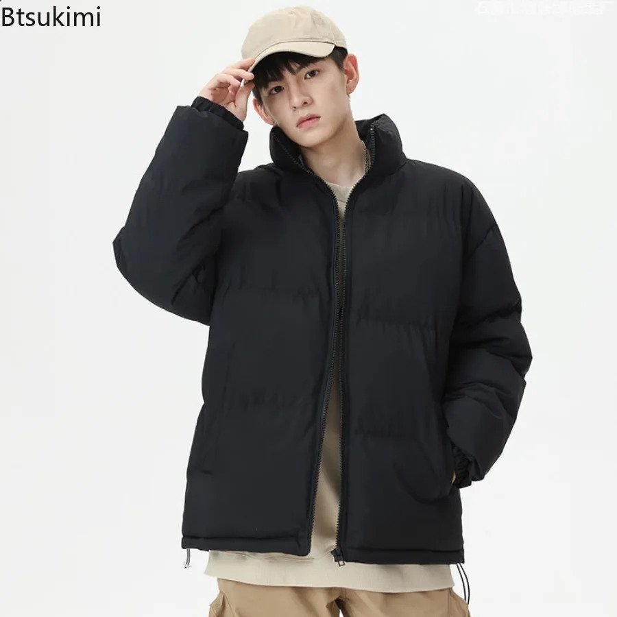 Winter Jackets Mens Casual Solid Loose Thicken Warm Parkas Coats Fashion Stand Collar Down Cotton Jackets Couple Outerwear 251020