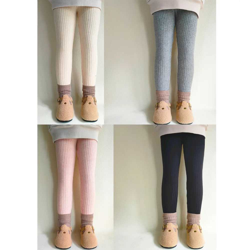 Autumn Winter Girls Pants Thickening Warm Fleece Pants For Girls Leggings Kids Baby Elasticity Slim Stripe TrousersT251024