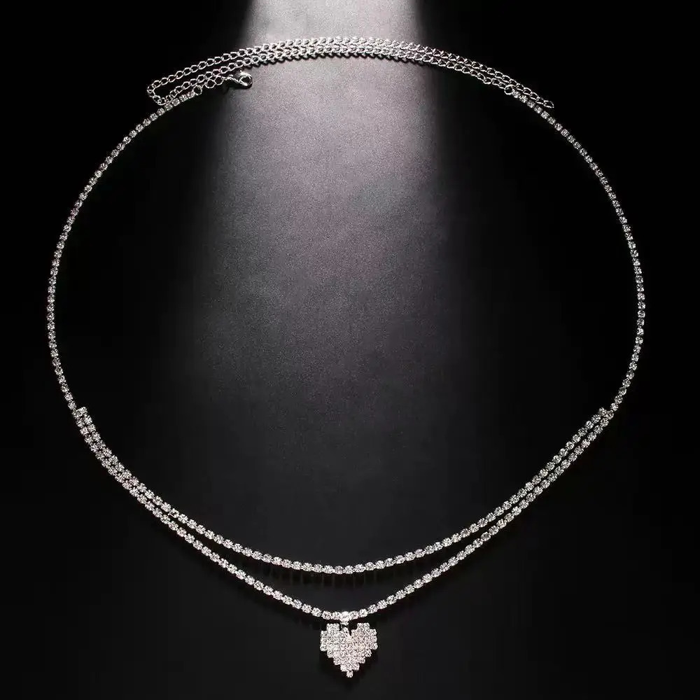 Rhinestone Double Chain Water Drop Waist Chains Body Jewelry for Women Crystal Body Belly Chain Body Decoration Accessory 251023