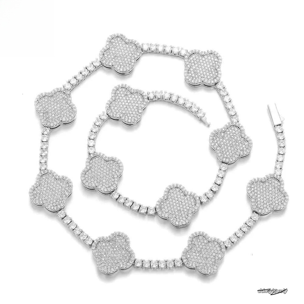 Iced Out Tennis Chain Micro Pave Cubic Moissanite Necklace: Wholesale Bling Dia Hip Hop Jewelry For Women Party Gift Ddmylovely