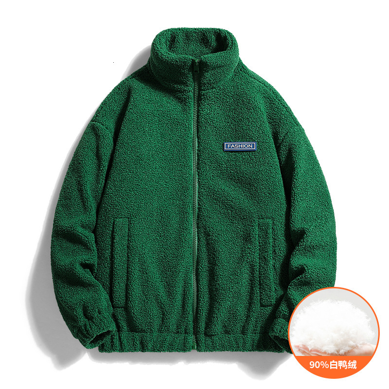 Stand Collar Zipper Winter New Down Jacket Trendy Men's White Duck Down 90 Down Fashion Punk Coat Simple Fleece Lined