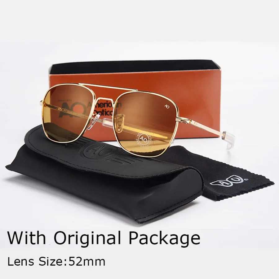Fashion Classical Aviation Sunglasses Men AO Sun Glasses For Male American Army Military Glass Lens OculosT251024