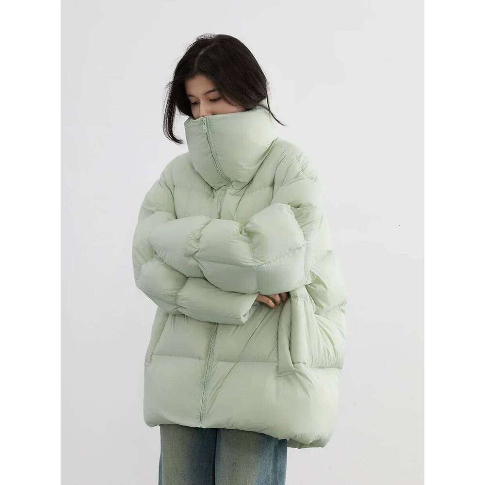 Women's Down Coats Korean Stand Collar Simple Solid Color Warm Casual Jackets Soft Fashion Female Clothing Winter 2025 womens coat