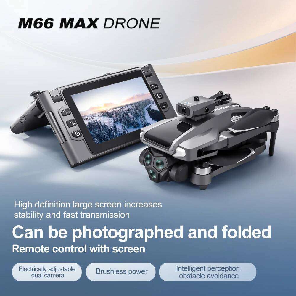 M66 MAX Drone Profesional 8K HD Camera Folding RC Drone With Screen Remote Control Obstacle Avoidance Optical Flow Brus