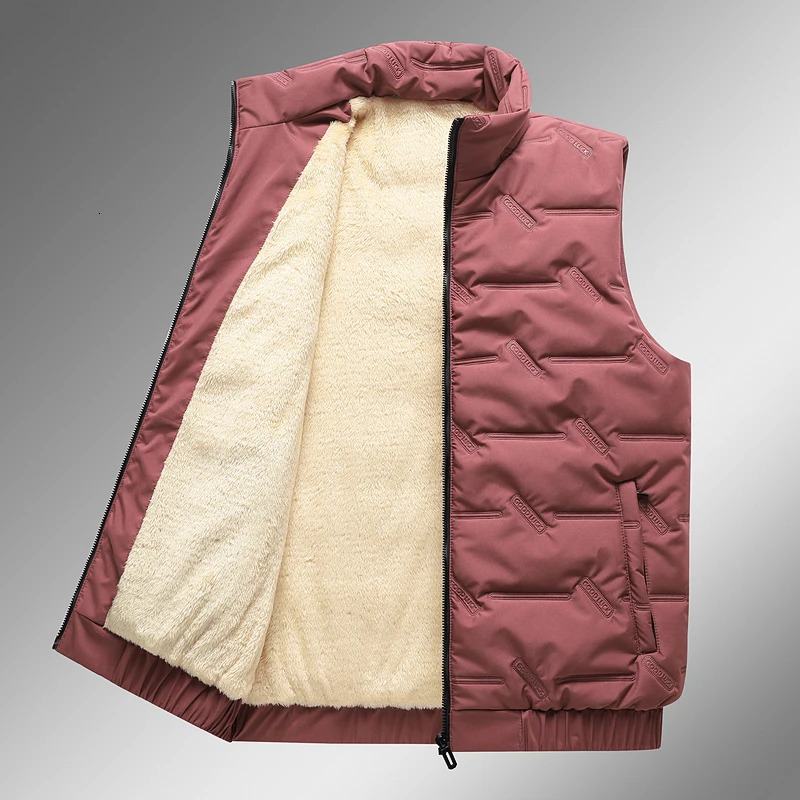 Male Soft Lamb Wool Windproof Vest Winter Waterproof Zipper Vests Coat Waistcoat Cashmere Mens Jacket Sleeveless Down Vest 251020