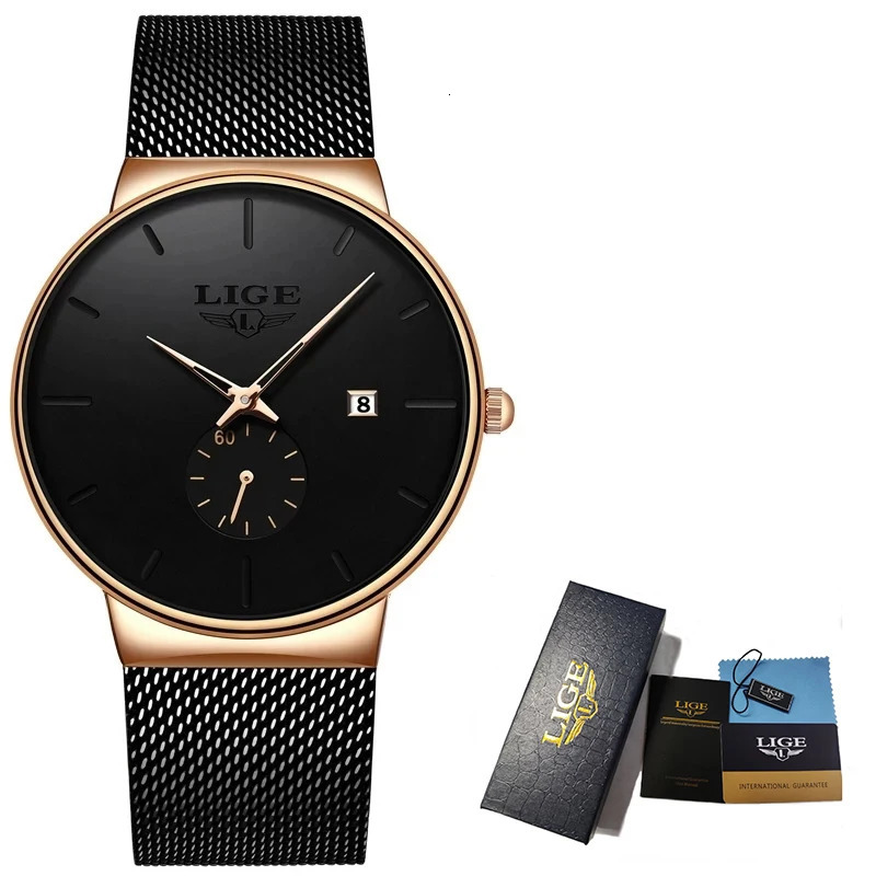 LIGE Ultra Thin Fashion Casual Ladies Watches Elegant Waterproof Business Quartz Watch for Women Gift Auto Calendar Clock 251021