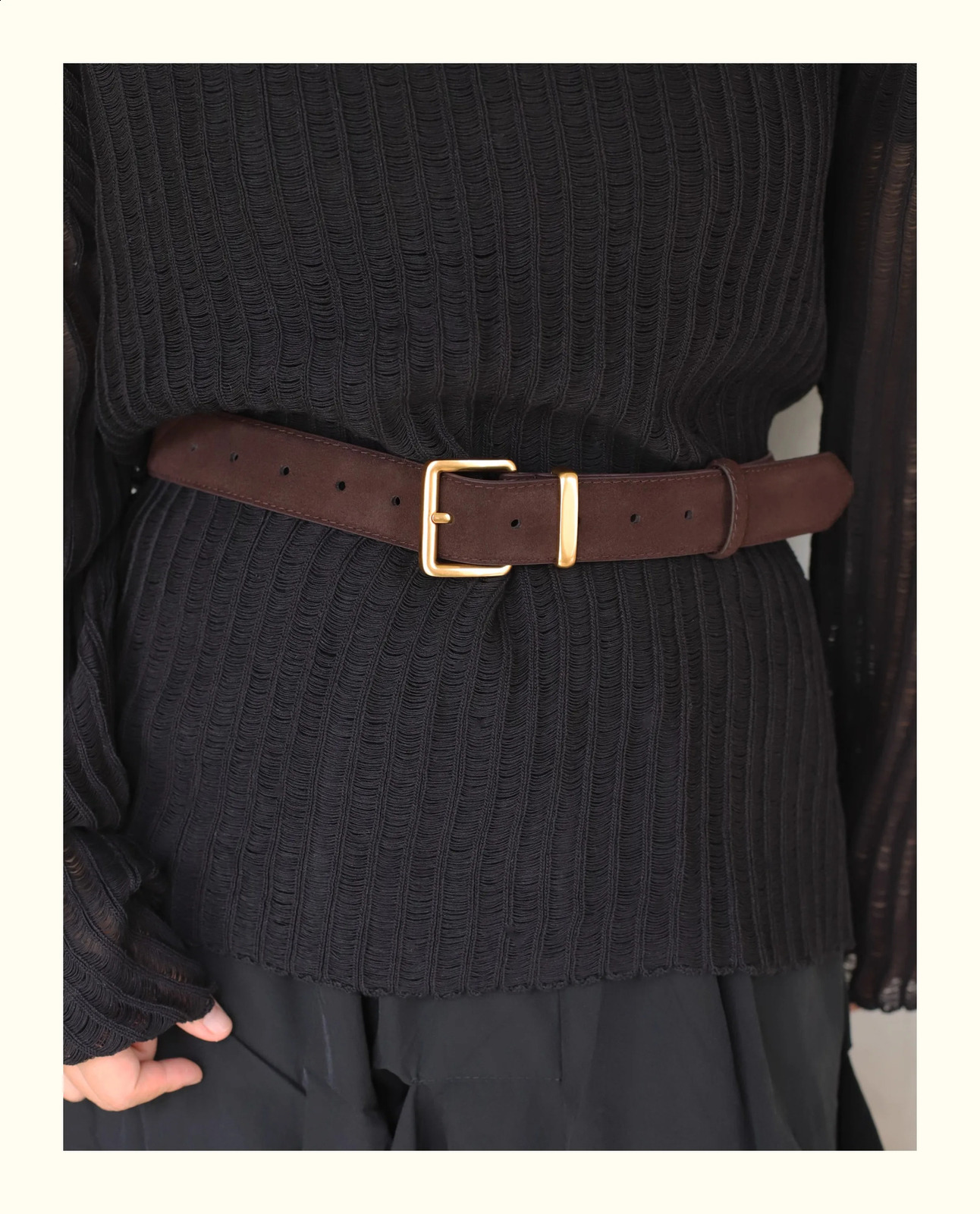 Suede Cowhide Leather Belt for Women Vintage Style with Gold Buckle 33cm Wide Waistband for Dresses Jeans 251013