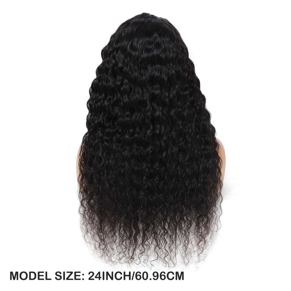 Brazilian Virgin Human Lace Front 13x4 Water Wave 150% Density Wigs with Baby Hair - Pre-Plucked Frontal Wig for Dark Beige, Curly Hairline No Glue/Ad