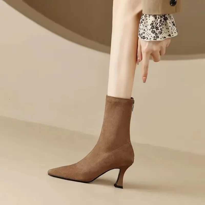 Women Stretch Ankle Boots Sexy Pointed Toe Short Botas Shoes Fashion Partys Stiletto High Heel Socks Botas De Mujer 2024 W251024