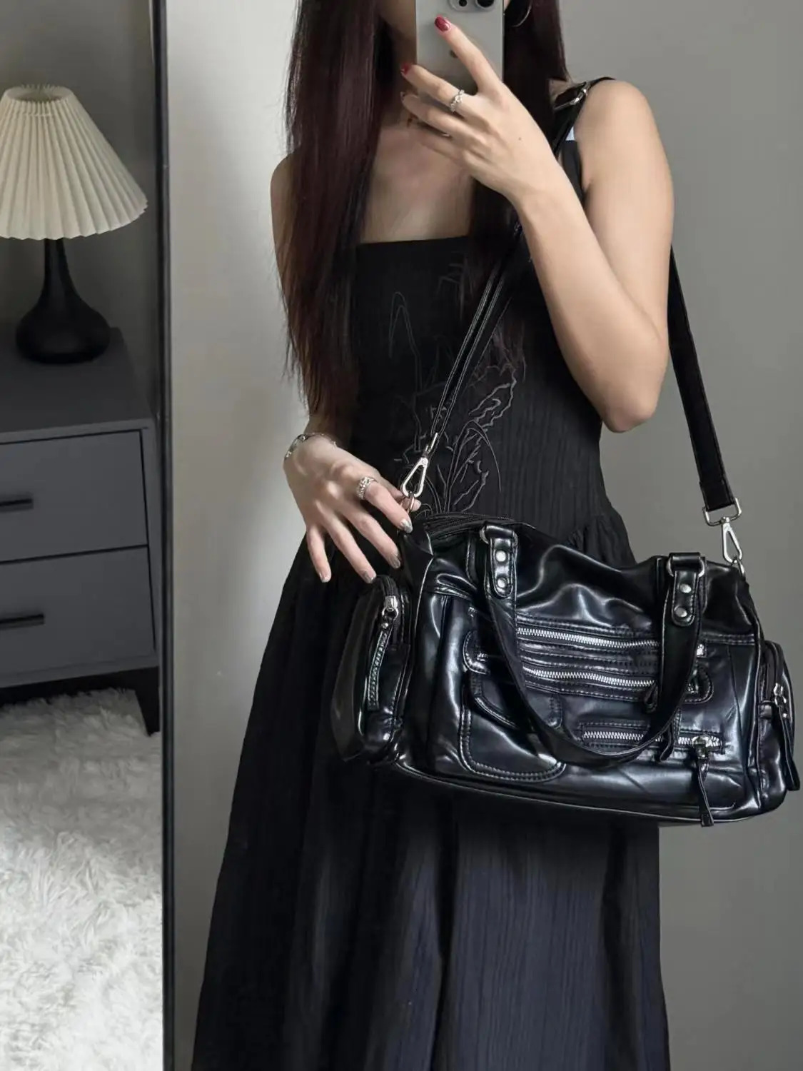 JIAERDI Vintage Black Shoulder Bags Purse Women High Street Pocket Chic Y2k Handbag Female Harajuku Casual Crossbody Bags 2025 251023
