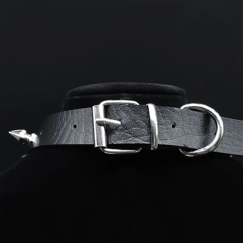 Punk Crescent Moon Harajuku Choker Goth Rivet Necklace Stainless Steel Pendant Pu Leather Chain Gothic Black Necklace Jewelry 251023