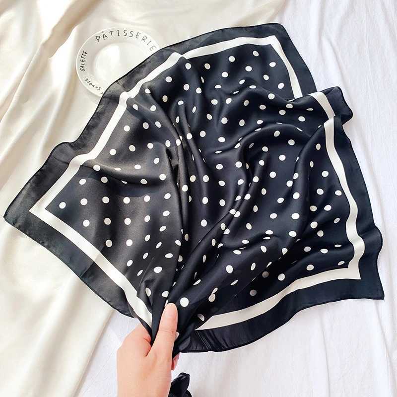 1pcs 70cm Fresh Polka Dot Printed Silk Scarf for Wen Imitation Silk Simple and Elegant Heaear Clothing Square Scarf Y251024