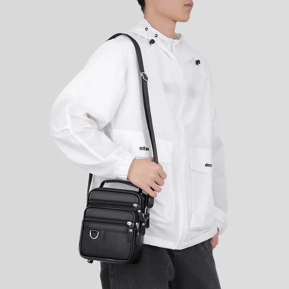 2025 Genuine leather cowhide business Mens singleshoulder crossbody bag for men casual daily large capacity message 251018