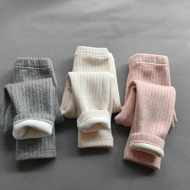 Winter Baby Girls Pants Thicken Warm Fleece Pants For Girls Leggings Childrens Elasticity Slim Stripe TrousersT251024