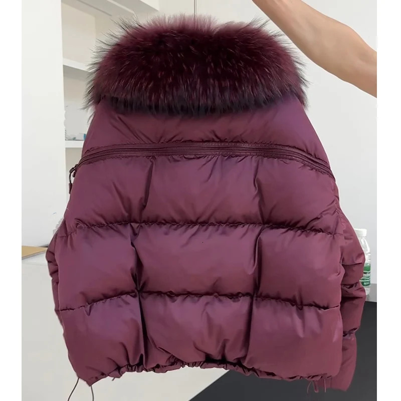 2025 Fashion Winter Women Goose Down Jacket Natural Raccoon Fur Collar Coats Parka Puffer Jackets Outwear Coats 251024