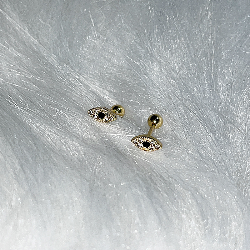 Luxury earrings Minimalist and niche design retro Devil's Eye copper plated gold earrings with zircon inlay earrings Designer earrings for men fr