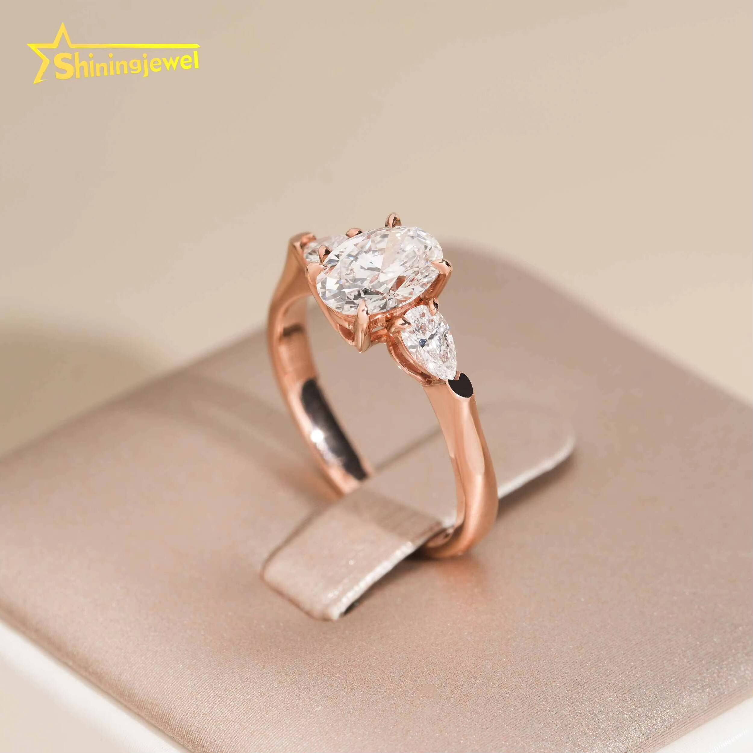 IGI Certificate Women Jewelry Diamond Engagement Ring Iced Out 10K Solid Gold Jewelry Oval Cut Lab Grown Diamond Wedding Rings