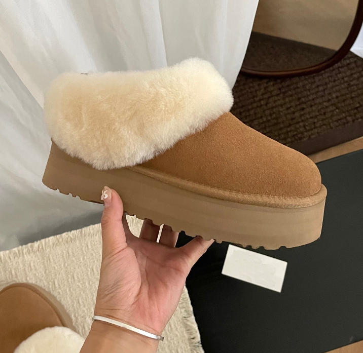 Designer Boots Mini Platform Taslyn Boots Women Men Fur Winter Snow Boot Fashion Short Genuine Leather Platform Motorcycle Booties Chestnut Sand