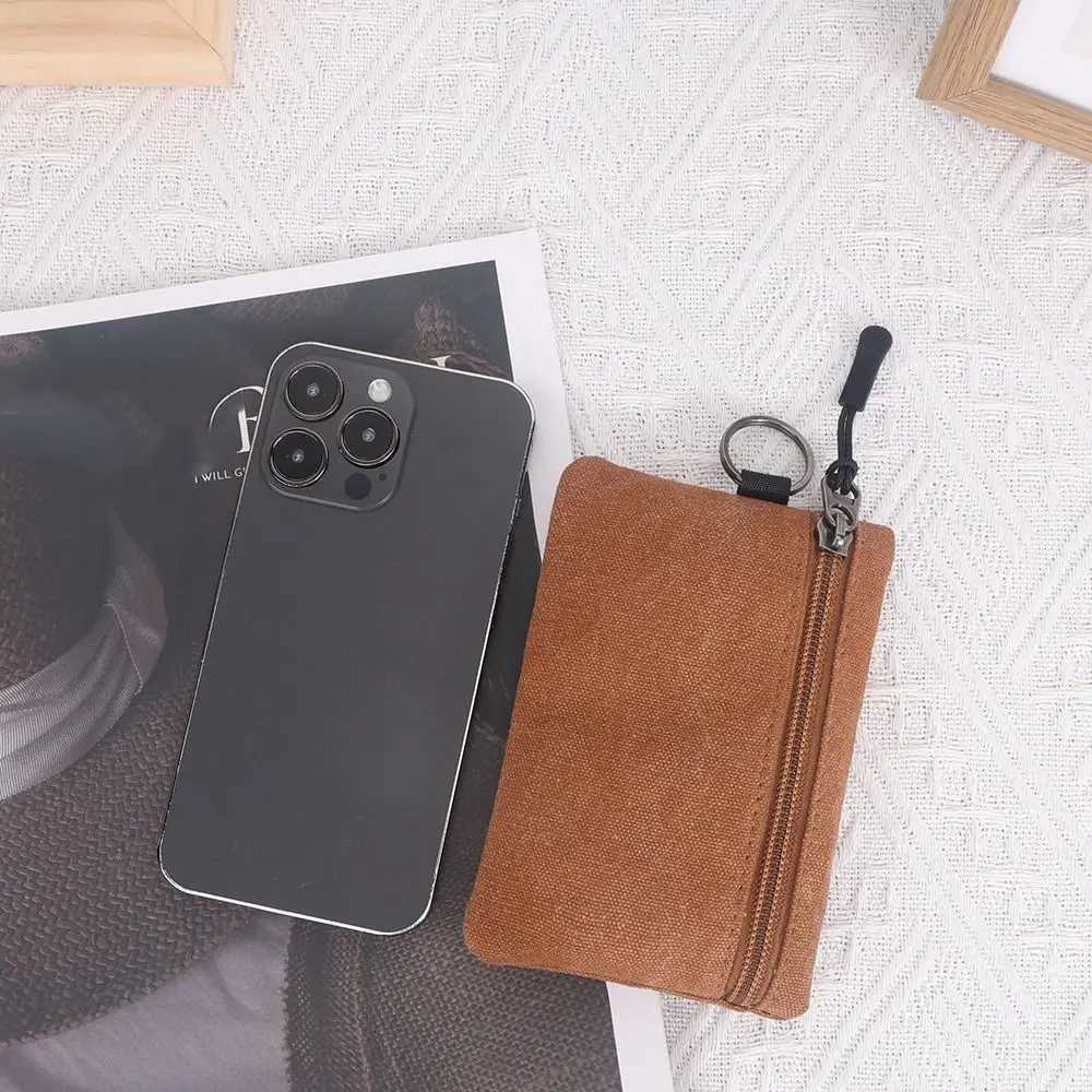 Canvas Mini Coin Wallet Bag Solid Color Zipper Key Bag Money Pocket Purse Women Men Small Card Holder Change Coin Purses Z251023