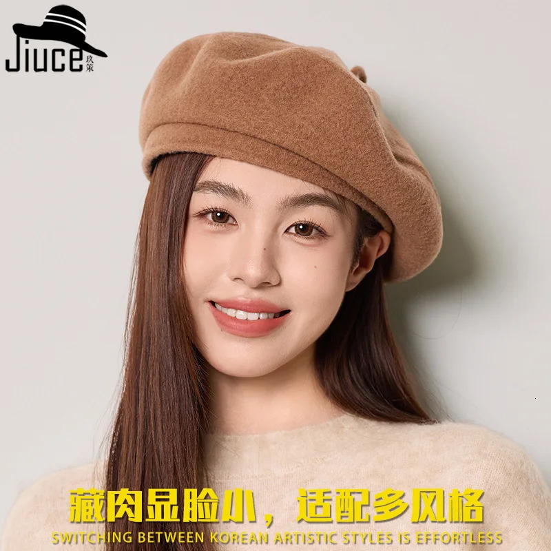 High Quality Wool Beret womens Winter Style Face Enhancing Pumpkin Hat Fashion highend Artist Hat Gorros 4m720 251023
