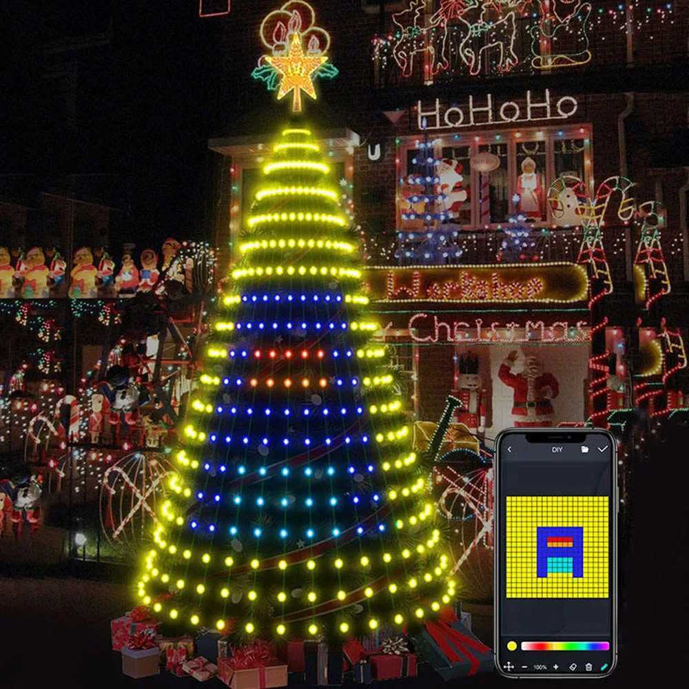 59FT18M 400LEDs Christmas Tree Lights Outdoor Holiday String Lights with Star Shape Smart LED Xmas Tree for Indoor Decor C251024