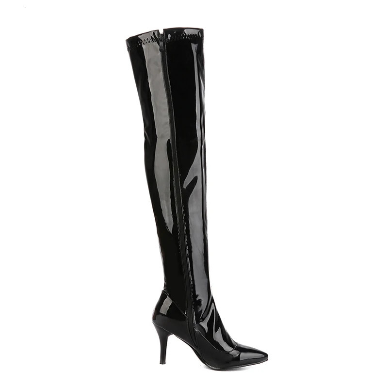 Fashion Over the Knee Boots Women Sexy High Heel Thigh high Boots Winter Patent leather Pointed Party Long Shoe Large Size 45 251023