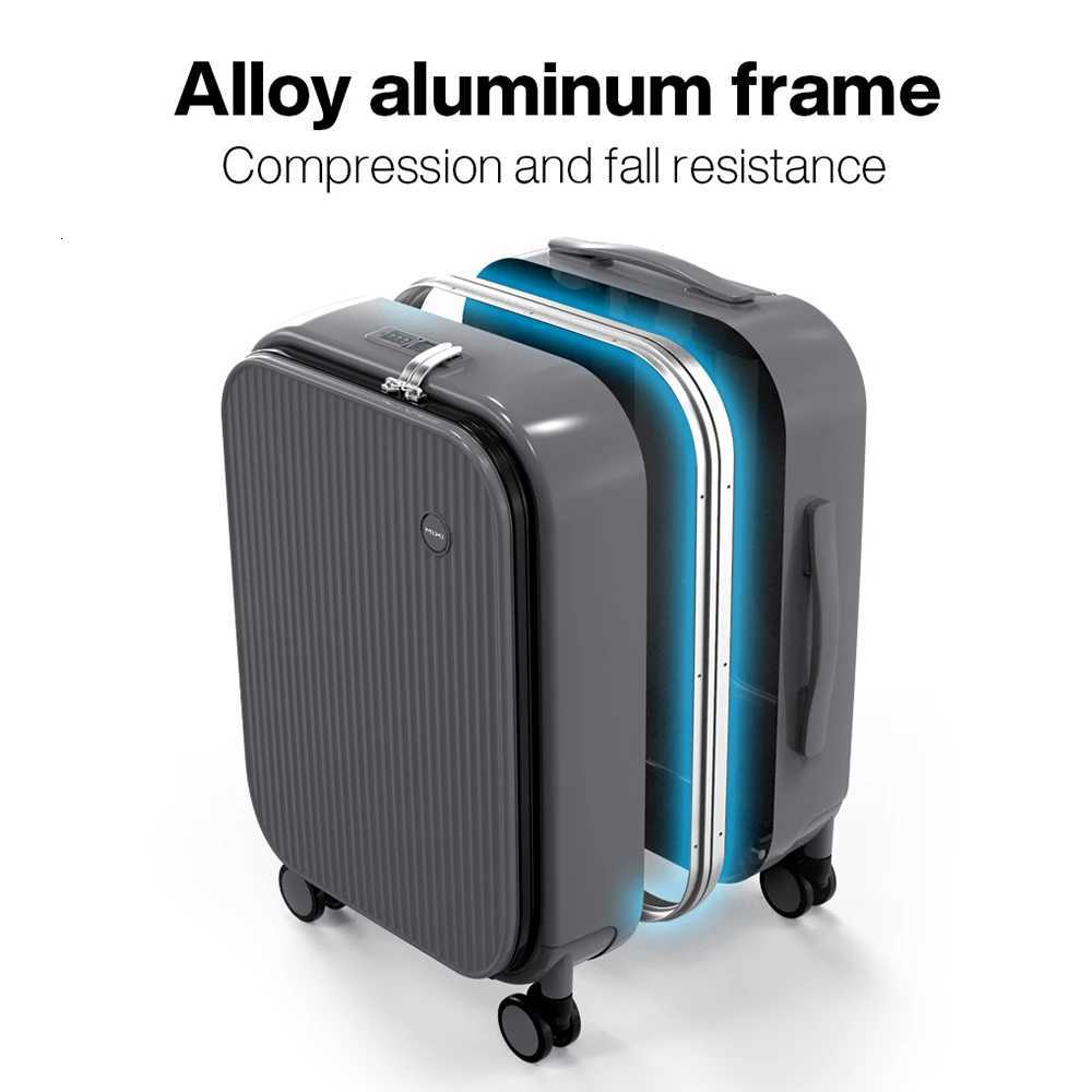 Mixi 2023 New Men 18 20Carry On Suitcase Aluminum Frame Front Laptop Pocket Luggage 100 PC TSA Lock Spinner WheelsW251024