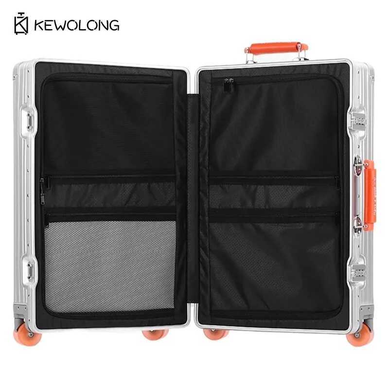 Full Aluminum Magnesium Alloy Suitcase 20 29 Inch Durable Metal Checkin Luggage with TSA Lock Large Capacity Carry OnW251024
